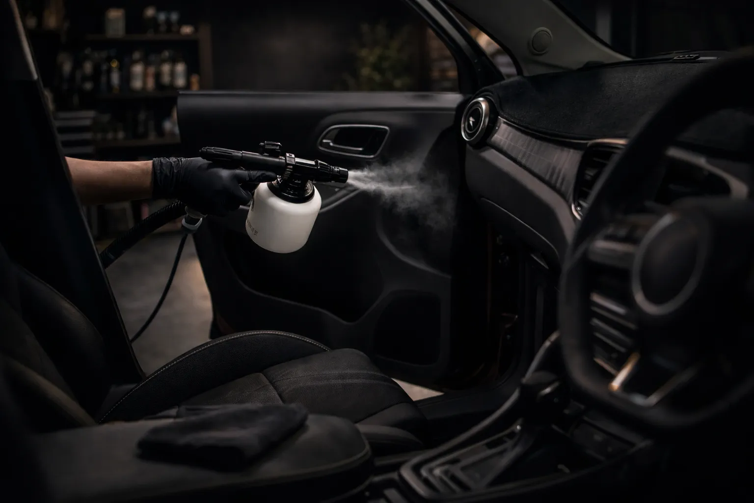 Performance car at sunset